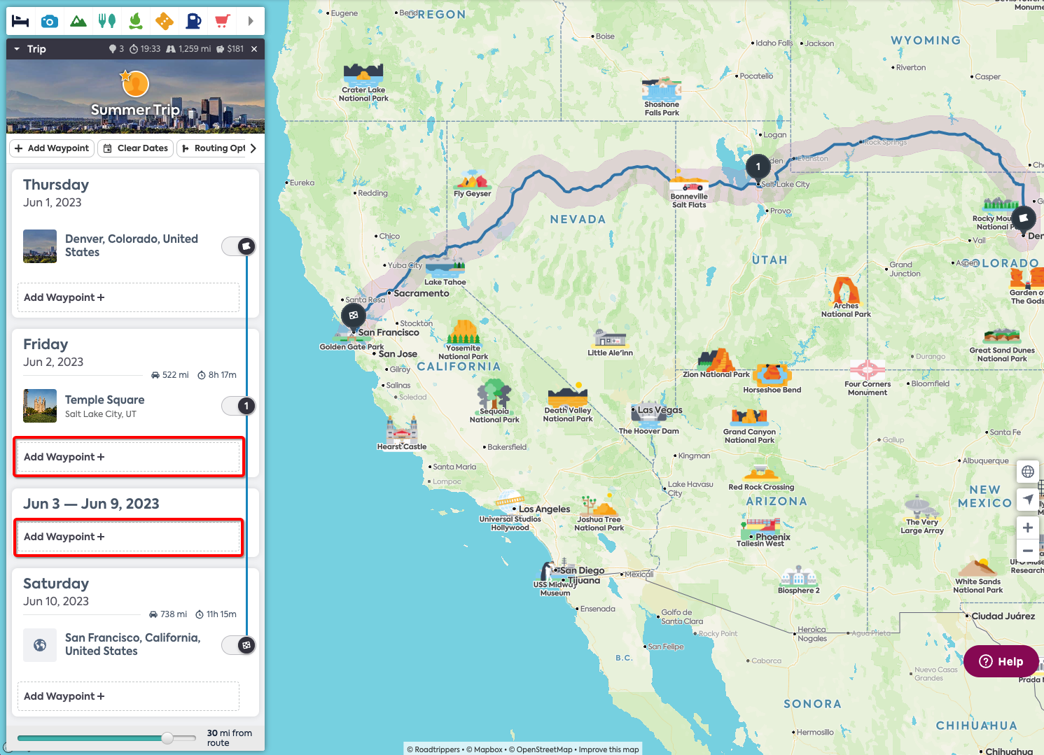 Adding dates to your trip roadtrippers support