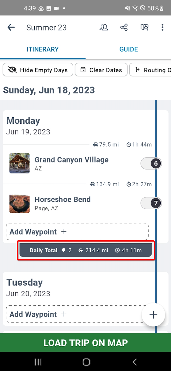 Adding dates to your trip roadtrippers support